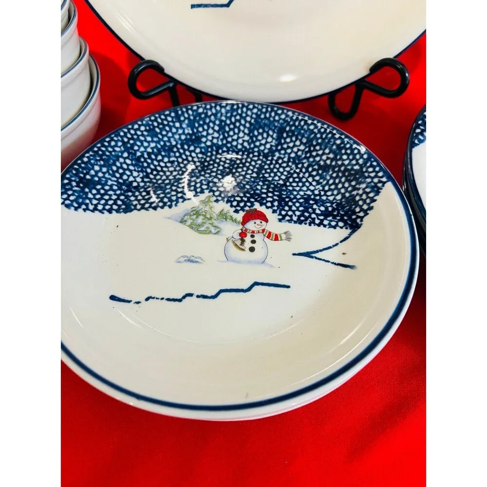 Thomson Pottery Snowman 16-Piece Dinnerware Set Service for 4 Retired 2006 - Picture 4 of 6